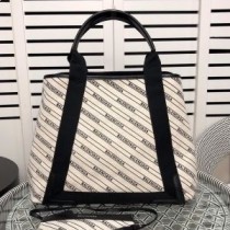 Balenciaga 미디엄 네이비 카바 인 로고 스트라이프 캔버스 화이트