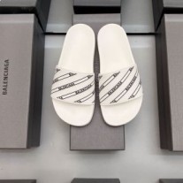 Balenciaga Zjeżdżalnie basenowe unisex z logo w paski, gumowe, białe