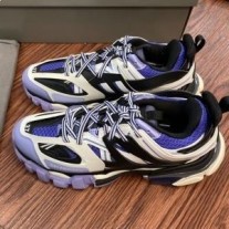 Balenciaga świecące w ciemności trampki unisex, skórzane i siateczkowe, białe/fioletowe