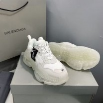 Trampki Balenciaga Triple S z przezroczystą podeszwą unisex, ze skóry i siateczki, w kolorze białym