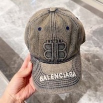 Dżinsowa czapka z daszkiem Balenciaga BB Logo w kolorze taupe