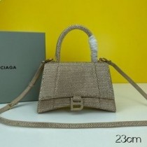 Mała torebka z klepsydrą Balenciaga z kryształkami w kolorze khaki ze skóry cielęcej
