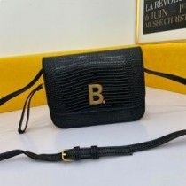 Torba na ramię Balenciaga B ze skóry tłoczonej w jaszczurkę w kolorze czarnym