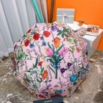 Balenciaga Składany parasol w kwiaty i monogramy w kolorze różowym