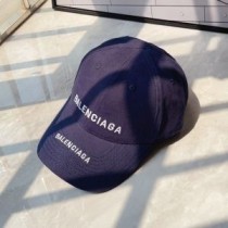 Czapka z podwójnym logo Balenciaga, haftowana, bawełniana w kolorze niebieskim