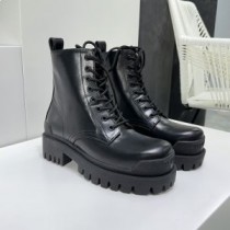 Balenciaga Strike Sznurowane Botki Damskie Skóra Cielęca Czarne