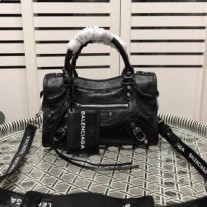 Balenciaga Bolso De Hombro City Clásico Pequeño En Piel De Becerro Negro