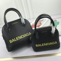 Bolso Balenciaga Ville En Piel Granulada Negro/Amarillo
