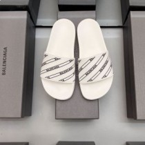 Balenciaga Chanclas De Piscina Unisex Logo Rayas Caucho Blanco