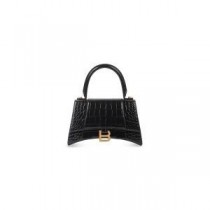 Bolso Balenciaga Hourglass En Piel Repujada De Cocodrilo Negro/Oro