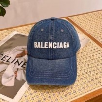 Gorra de béisbol clásica con logo de Balenciaga en denim azul/blanco