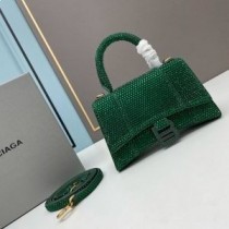 Bolso Balenciaga XS Hourglass Con Cristales En Piel De Becerro Verde