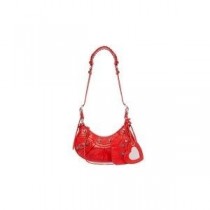 Balenciaga Bolso De Hombro XS Le Cagole En Cuero Repujado Rojo/Plata