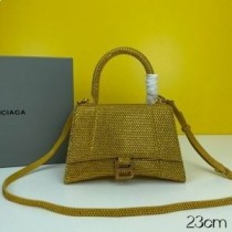 Balenciaga Bolso Pequeño Hourglass Con Cristales En Piel De Becerro Amarillo
