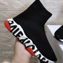 Balenciaga Zapatillas Speed Con Suela Graffiti Punto Unisex Negro/Rojo