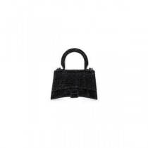 Bolso Balenciaga XS Hourglass Con Cristales En Piel De Becerro Negro