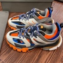 Balenciaga Glow In The Dark Track Baskets Unisexe Cuir Et Mesh Blanc/Bleu/Orange