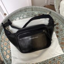 Balenciaga Sac Ceinture Explorer En Cuir Ciré Noir