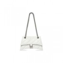 Balenciaga Petit Sac Crush Chain En Cuir De Veau Froissé Matelassé Blanc