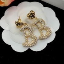 Balenciaga Boucles D'oreilles Pendantes Cristaux Et Perles B En Doré