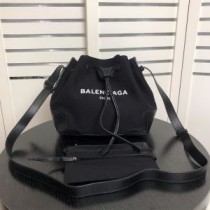Balenciaga Petit Sac Seau Marine En Toile Et Cuir De Veau Noir