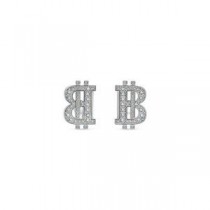 Balenciaga Boucles D'oreilles B-coin Avec Cristaux En Argent