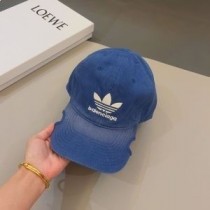 Balenciaga x Adidas - Casquette en coton brodé avec logo en bleu