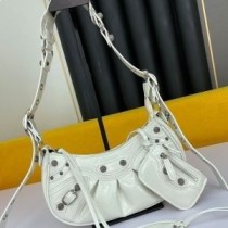 Balenciaga Sac Bandoulière XS Le Cagole En Cuir Embossé Blanc