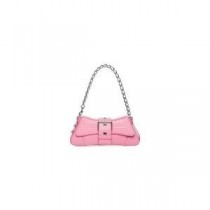 Balenciaga Petit Sac Porté Epaule Lindsay Avec Bandoulière En Cuir Embossé Crocodile Rose