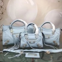 Τσάντα ώμου Balenciaga Κλασσικός City σε μπλε ουράνιο δέρμα με άκρες