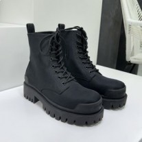 Balenciaga Strike Lace-Up Boots Γυναικείες καμβάς Μαύροι