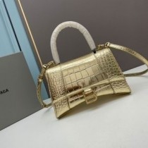 Τσάντα Balenciaga Κλεψύδρα σε χρυσό δέρμα κροκόδειλου ανάγλυφο