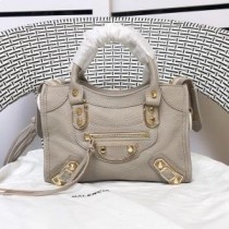 Τσάντα ώμου Balenciaga Mini Κλασσικός City σε μεταλλικό δέρμα κατσίκας βερίκοκο