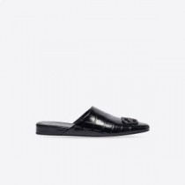 Balenciaga Cozy BB Μουλάρια γυναίκες Crocodile Ανάγλυφο Δέρμα Μοσχαριού Μαύρο