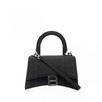Τσάντα Balenciaga Κλεψύδρα σε αστραφτερό ύφασμα Μαύρο/Ασημί