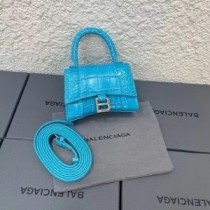 Μίνι τσάντα Balenciaga κλεψύδρα σε κροκόδειλο ανάγλυφο δέρμα μπλε του ουρανού