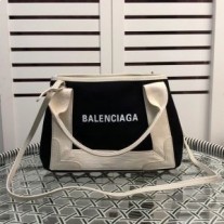 Balenciaga XS Navy Cabas vászon fekete/fehér színben