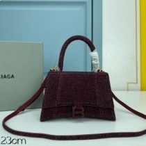 Balenciaga kis homokóra kézitáska kristályokkal borjúbőr bordó színben
