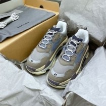 Balenciaga Triple S cipők uniszex több folttal bőr és hálós taupe/szürke
