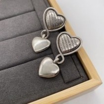 Balenciaga dubbele hartoorbellen in zilver