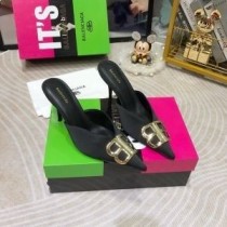 Balenciaga Vierkant Mes BB 80MM Muiltjes Dames Suede Zwart