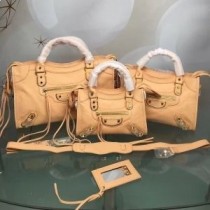 Balenciaga Klassieke stadsschoudertas in kaki geitenleer met randen