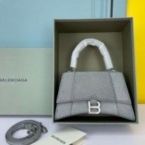 Balenciaga timeglassveske i glitrende stoff grå/sølv