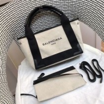 Balenciaga XS Navy Cabas I Lerret Beige