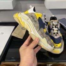 Balenciaga Triple S Joggesko Unisex GG Supreme Patchwork Beige/Gul